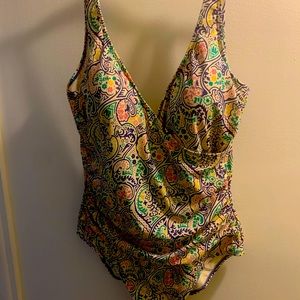 Colorful Boden one piece ruched bathing suit